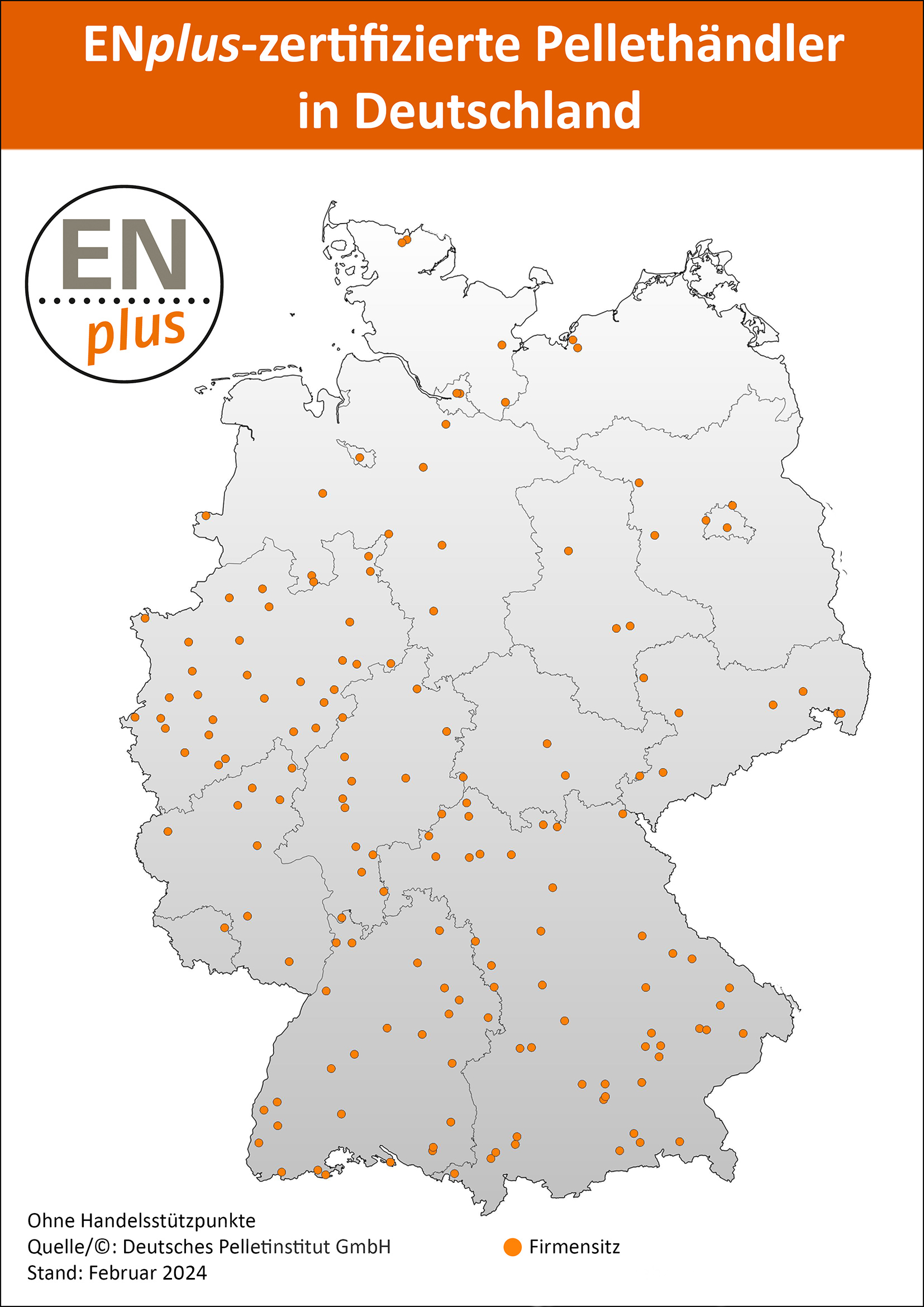 DEPI - ENplus-zertifizierte Pellethändler in Deutschland (Karte)
